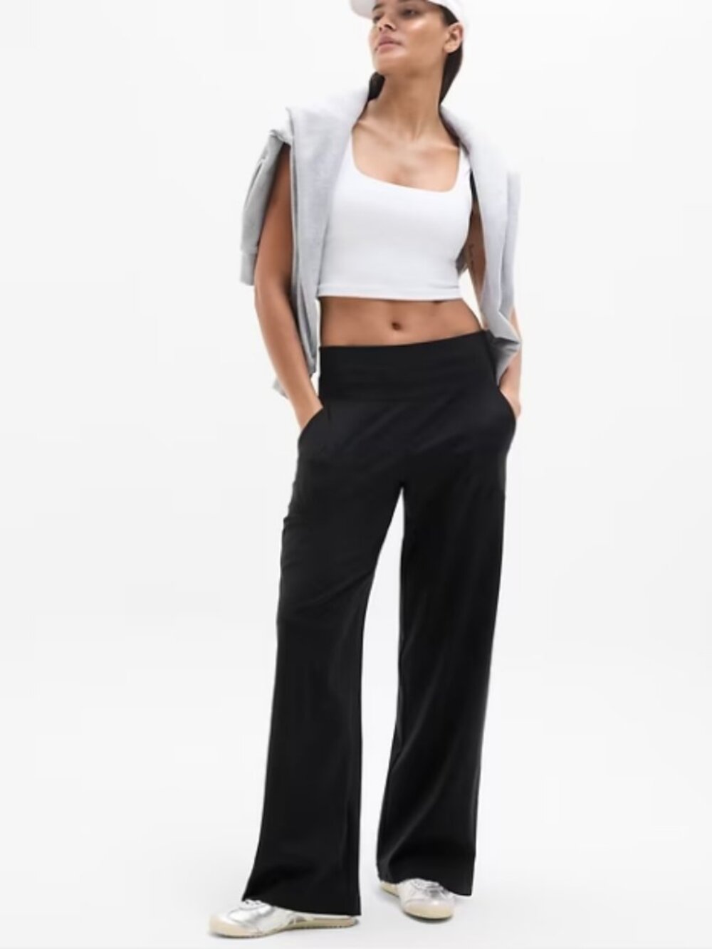 Like New! Athleta Venice High Rise Wide Leg Pant No-dig waistband Black Size L - Picture 2 of 16